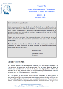 Lettre d'information Préhorta -2ème trimestre 2020