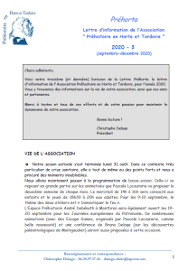 Lettre d'information Préhorta - 3ème trimestre 2020